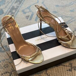 Aquazzura Gold Strappy Sandals
